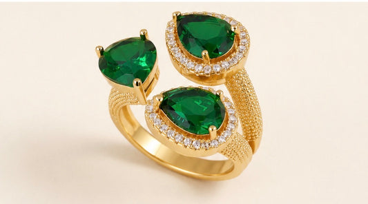 Bague émeraude triple en or
